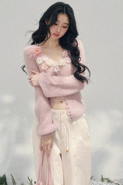 Spring Soft Breeze Floral Sweater Set-Up