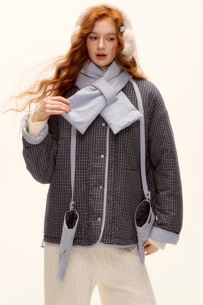 Milk Blue Plaid Cotton Jacket Set