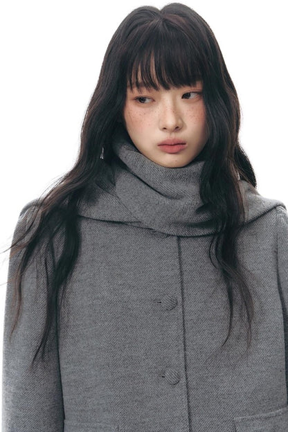 Knitted Scarf Collar Jacket Set-Up