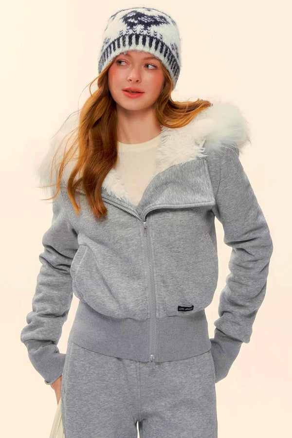 Retro Fleece Hooded Jacket Set-Up