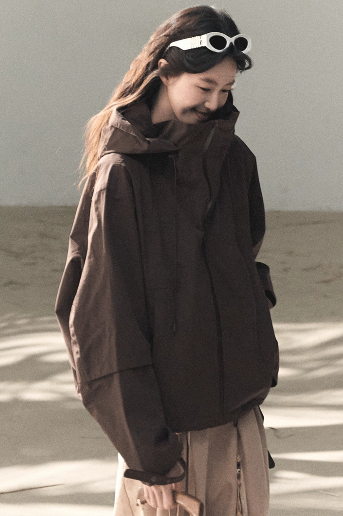 Lange Hose aus plissiertem Mikro-Samt