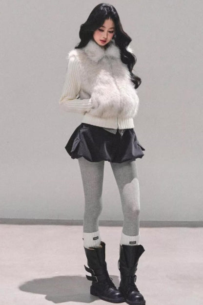 Soft Landing Fur Knit Jacket