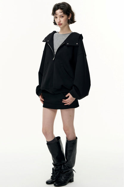 Tea Layer Hooded Cardigan Coat