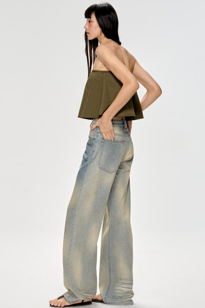 Bright Blue Backless Plunge Top