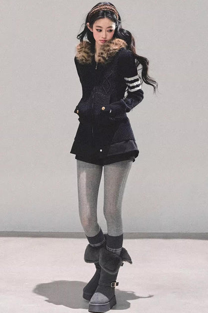 American-Style Hooded Knit Sweater