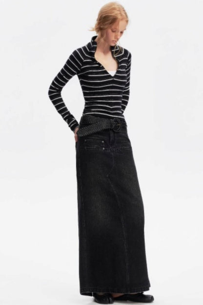 Vintage Striped Slim Knit Top