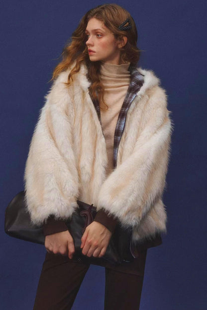 First Snow Plaid Reversible Coat