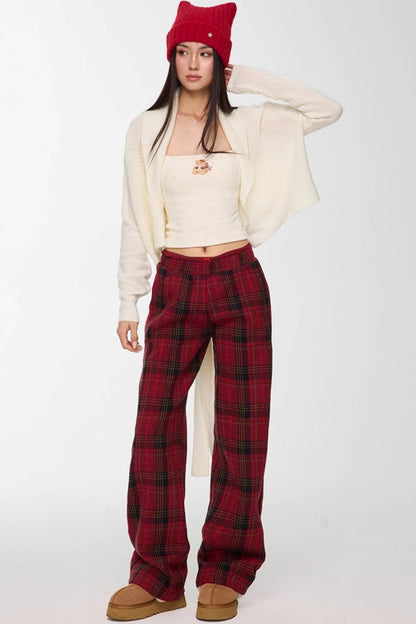 Red Winter Casual Pants