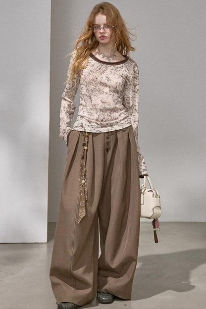 Button Pleated Winter Pants