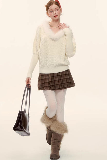 Retro Plaid Wool Skirt