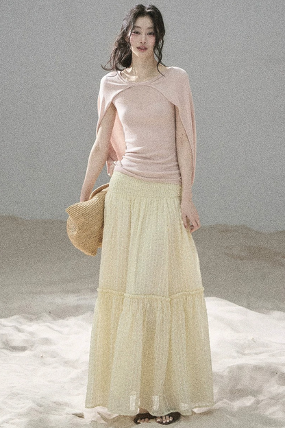 Hollow-Out Shawl Top
