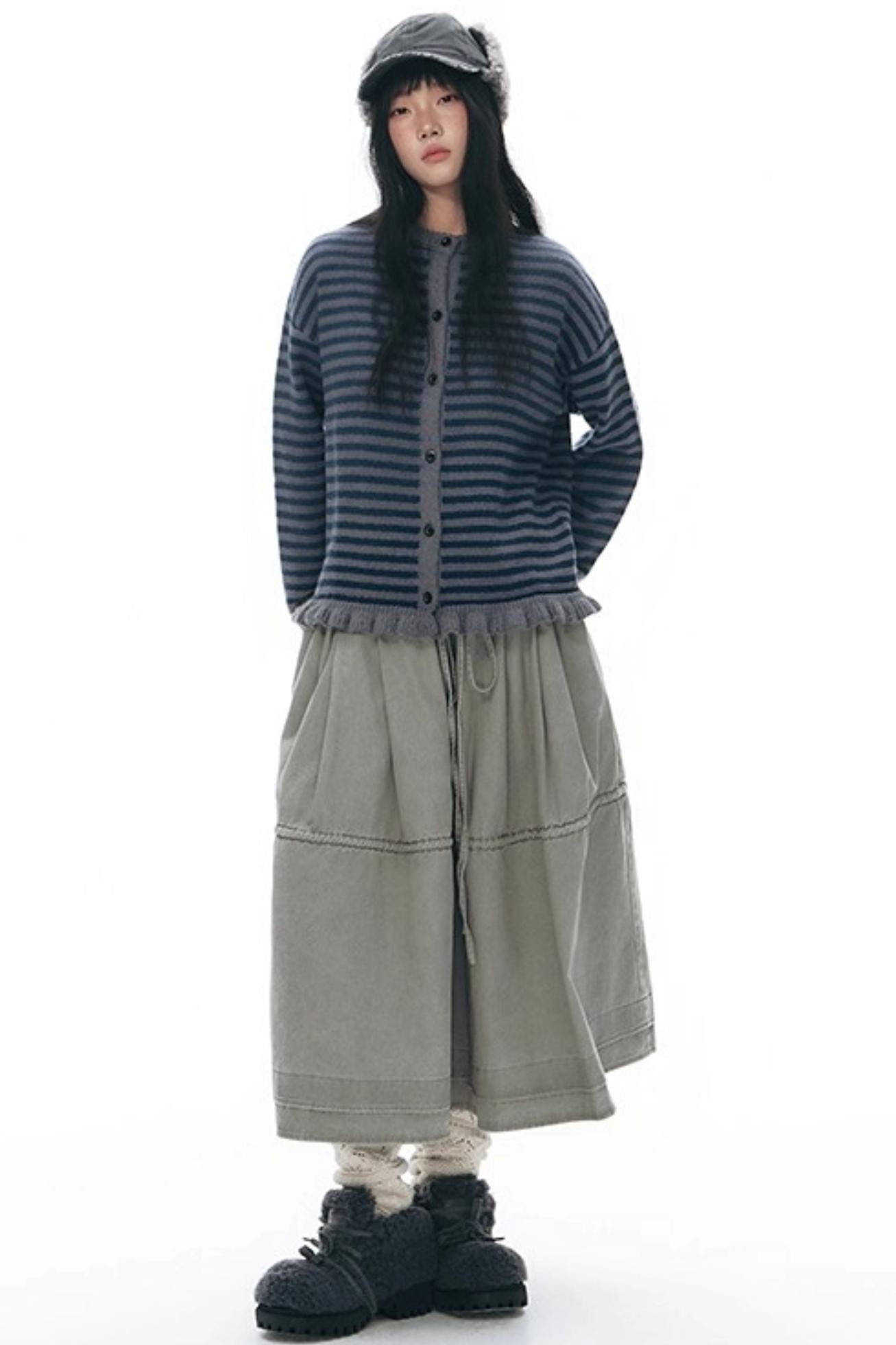 Elastic Cotton Dimensional Skirt