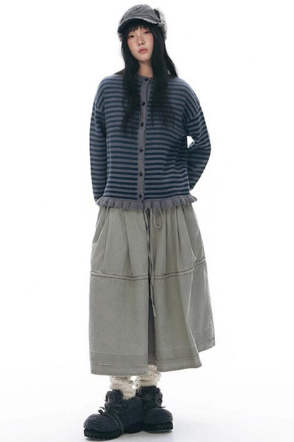 Elastic Cotton Dimensional Skirt