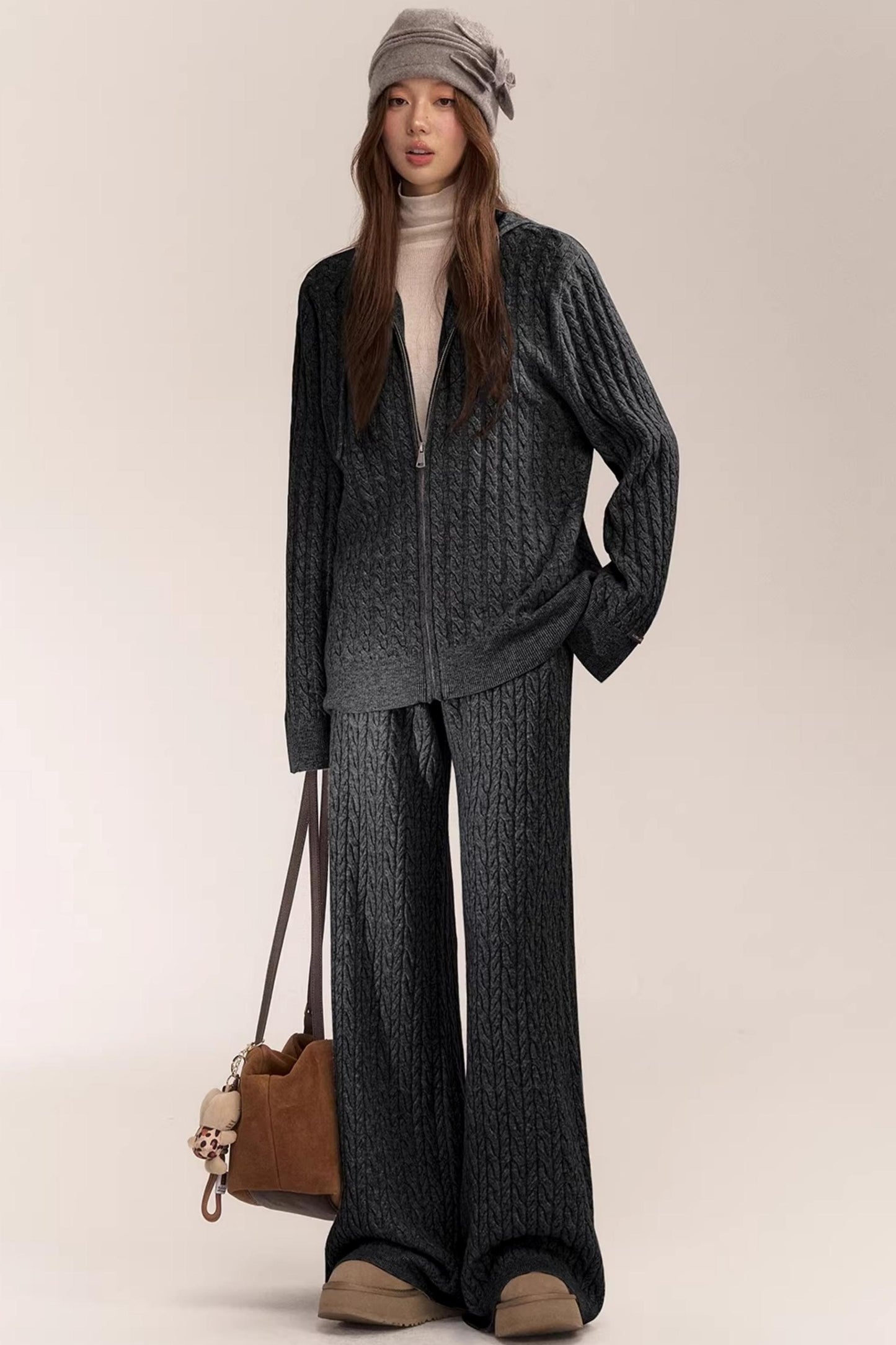 Knitted Jacket Pants Set-Up