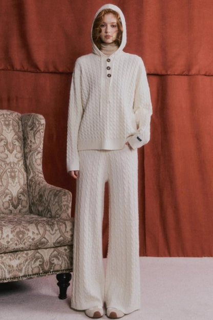 Wool Blend Hooded Knit Set-Up