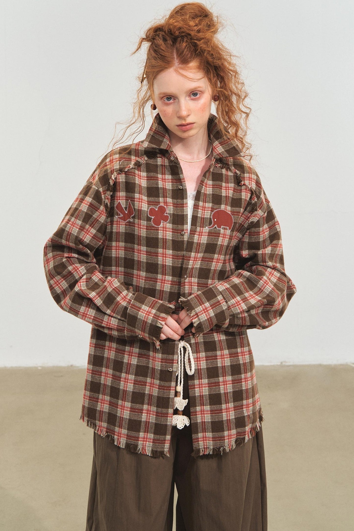 Plaid Collar Sweater Set-Up