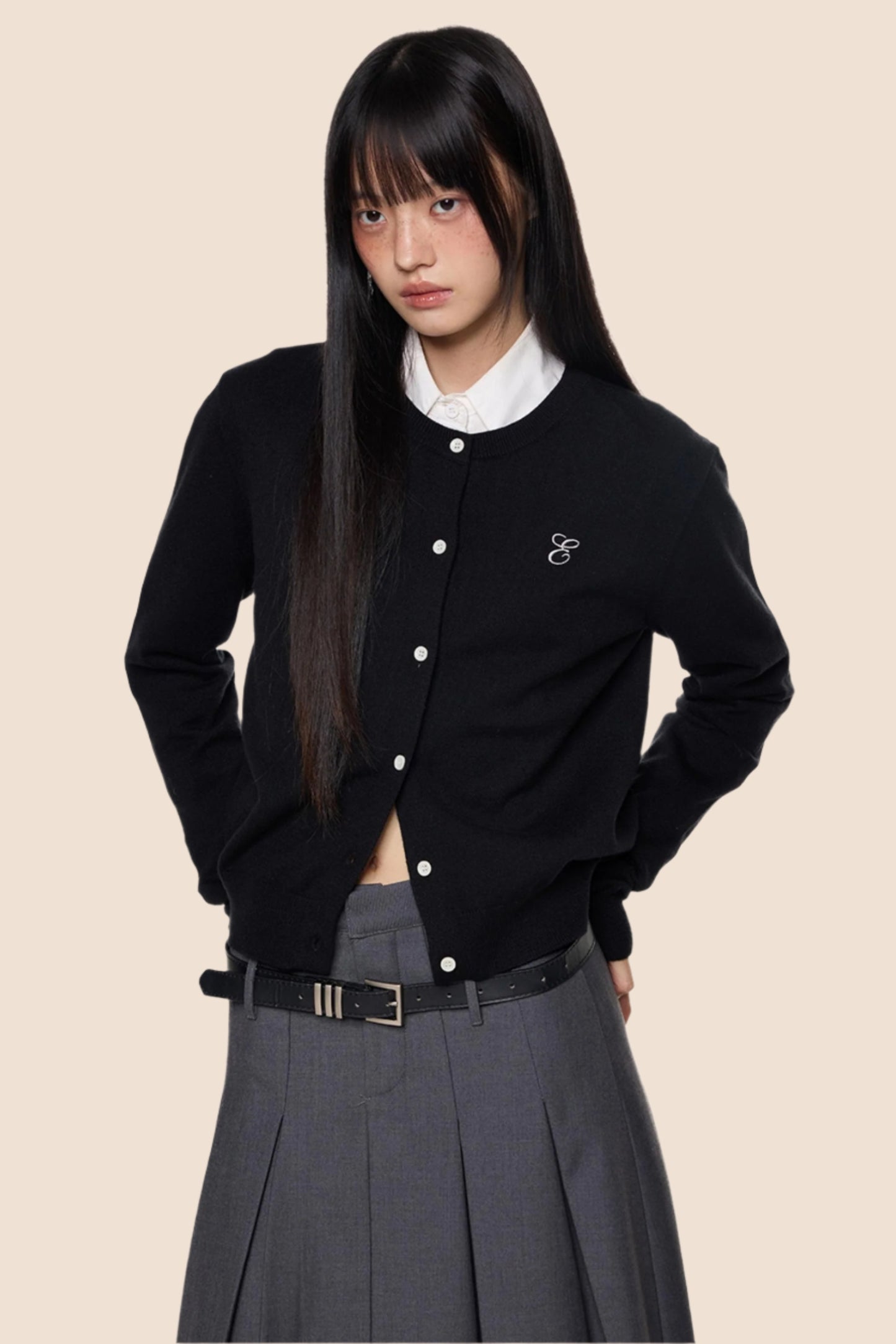 Embroidered Cropped Knit Sweater Cardigan