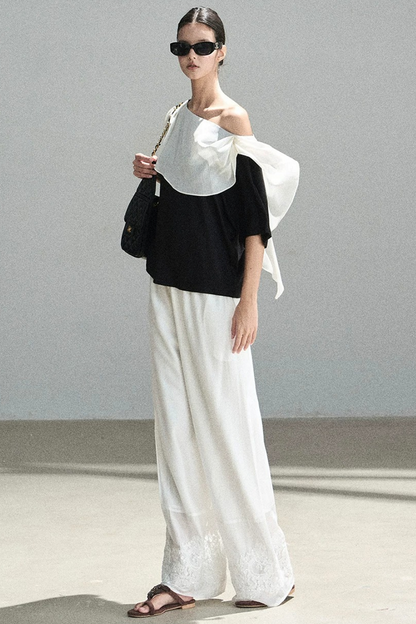 Black and White Off-Shoulder Top