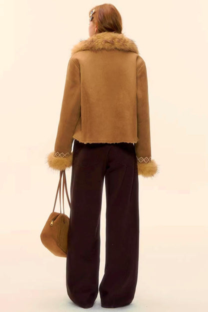 Raw Leather Trim Jeans