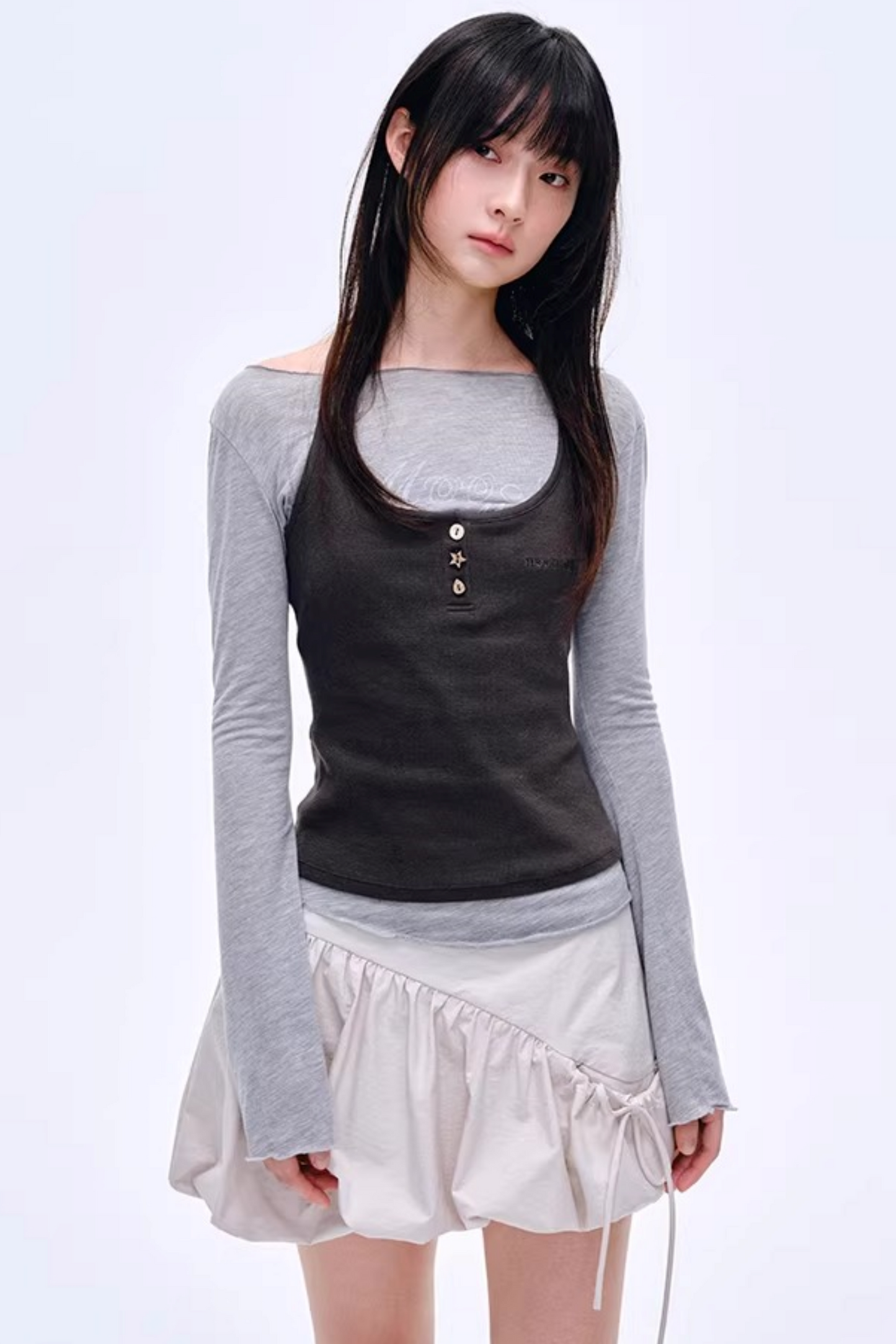 Retro U-Neck Slim-Fit Top