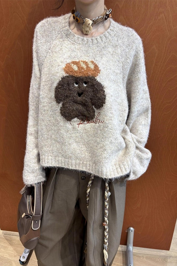 Bread Dog Round Neck Sweater