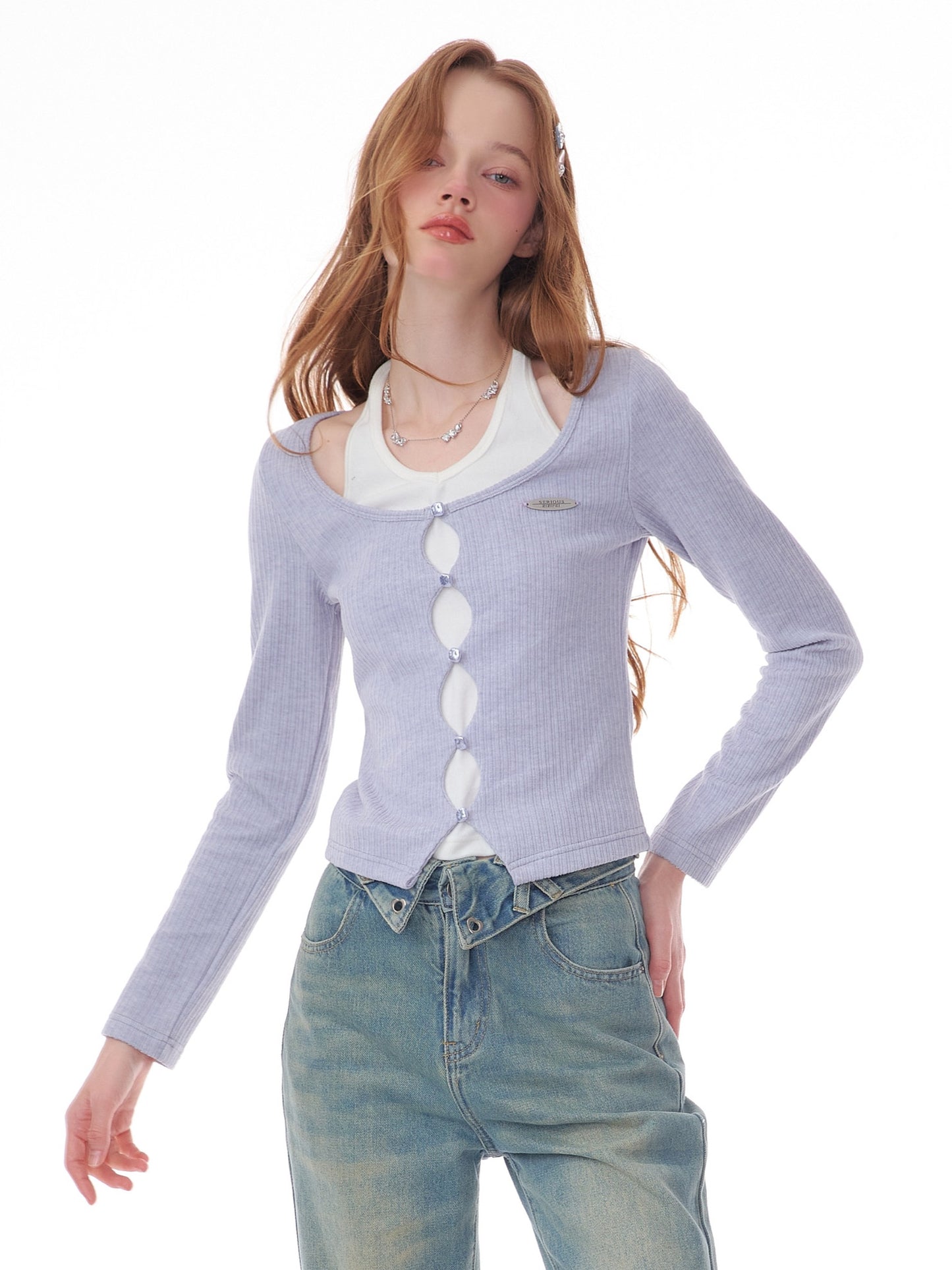 American halterneck slim knit tops