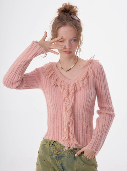 American slim V-neck sweater