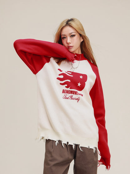 American Loose Long Sleeve Knit Top