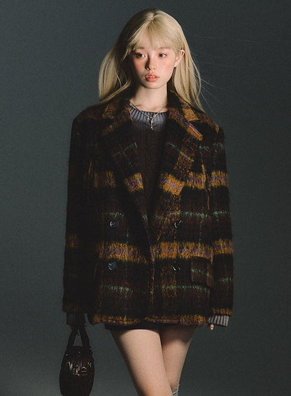 vintage plaid tweed coat