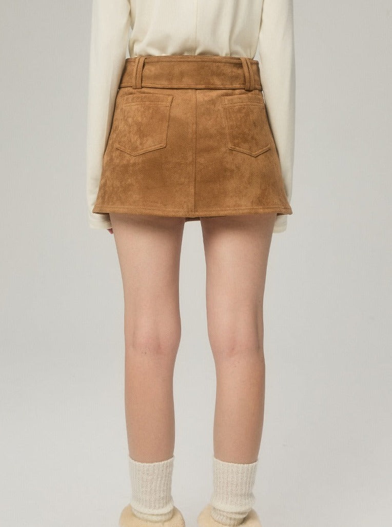A-line Hip Skirt Suede Fleece Tweed Skirt