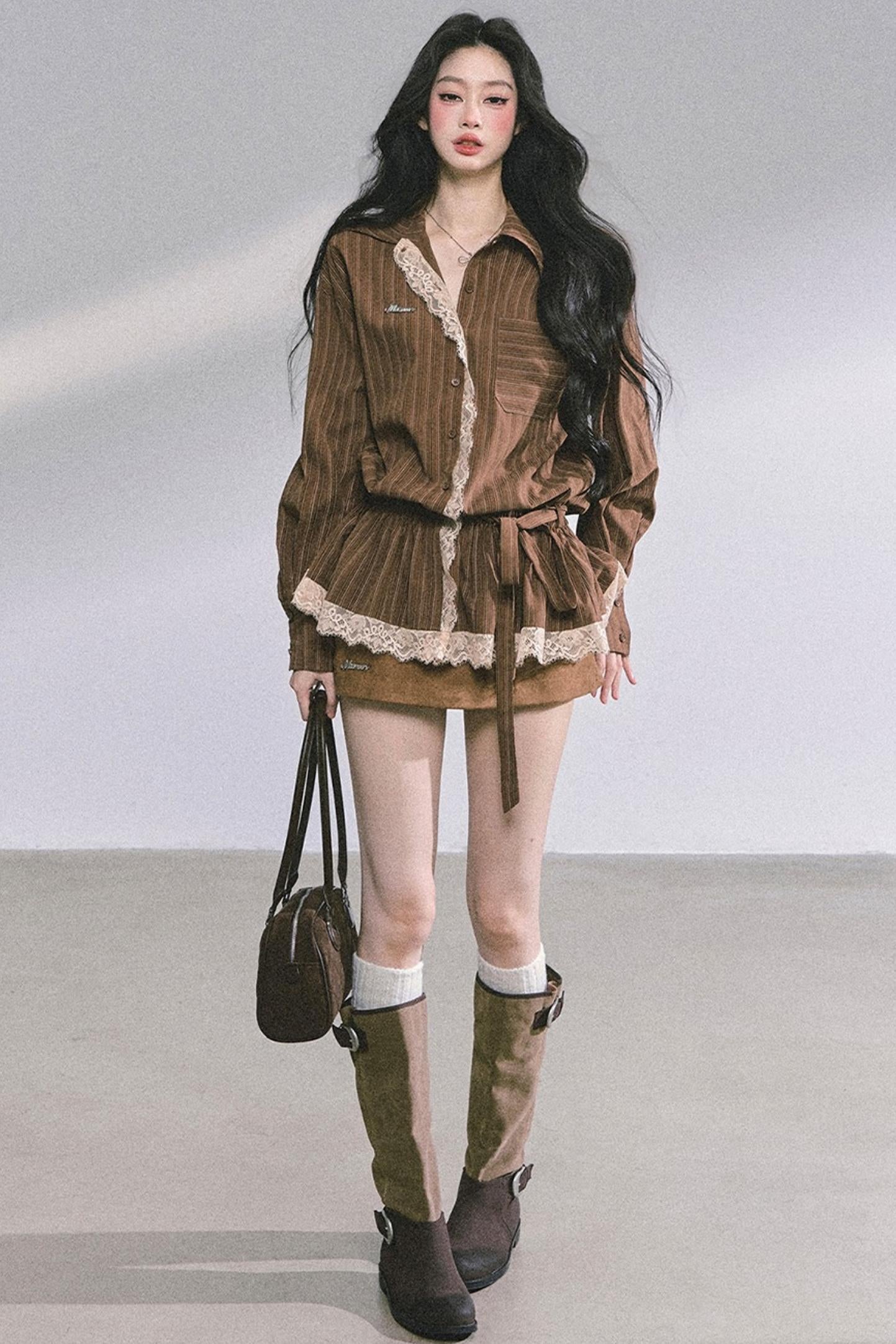 French Lace Stripe Shirt Set-Up