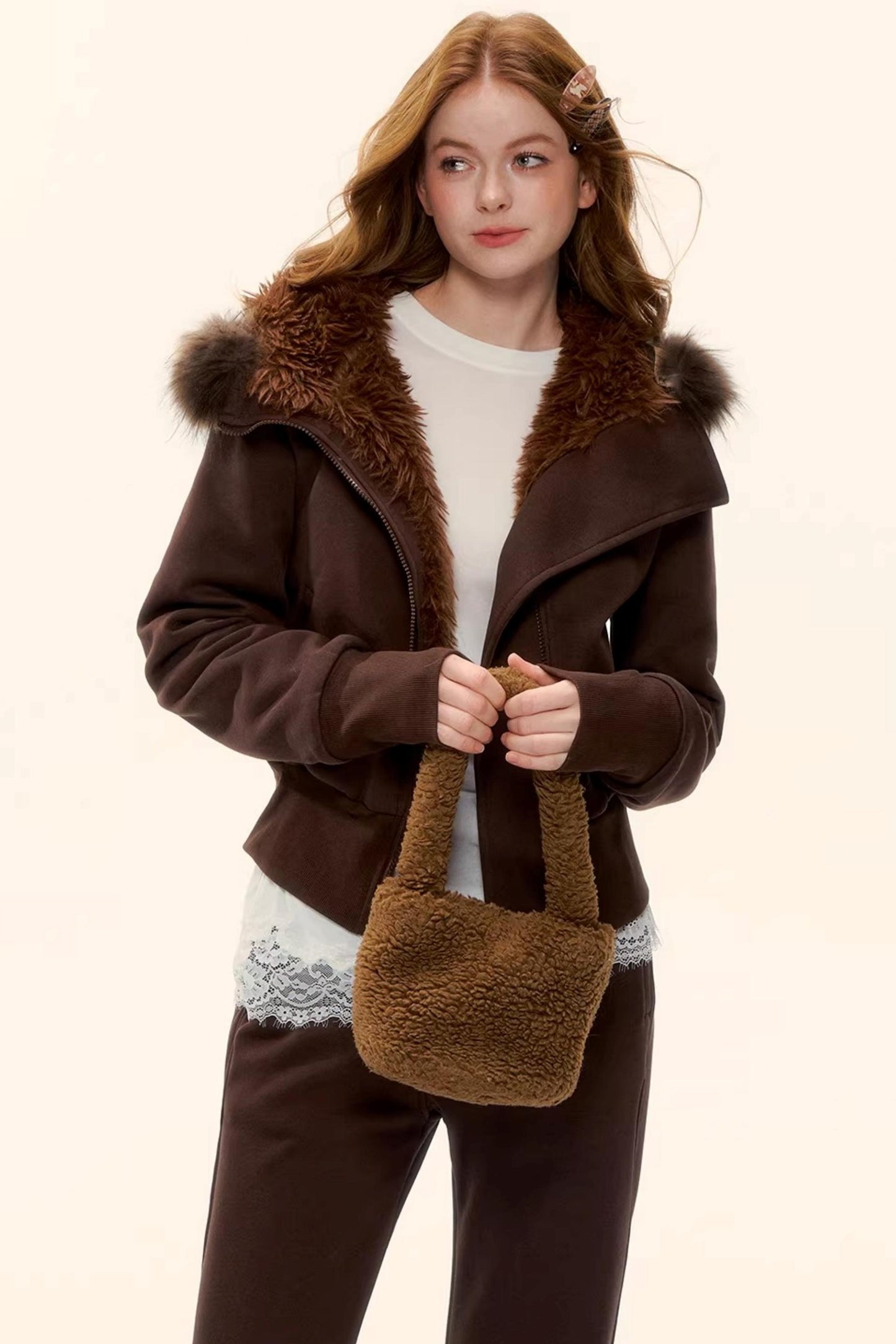 Retro Fleece-Lined Hooded Jacket Set-Up