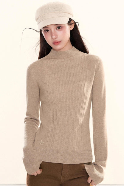Ribbed Waist-Cinching Knit Sweater
