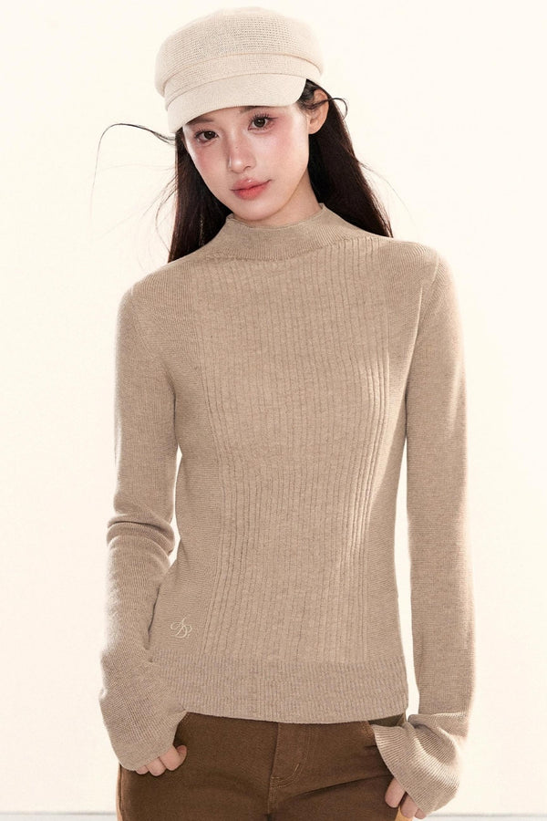 Ribbed Waist-Cinching Knit Sweater