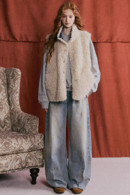 Vintage Washed Distressed Denim Pants