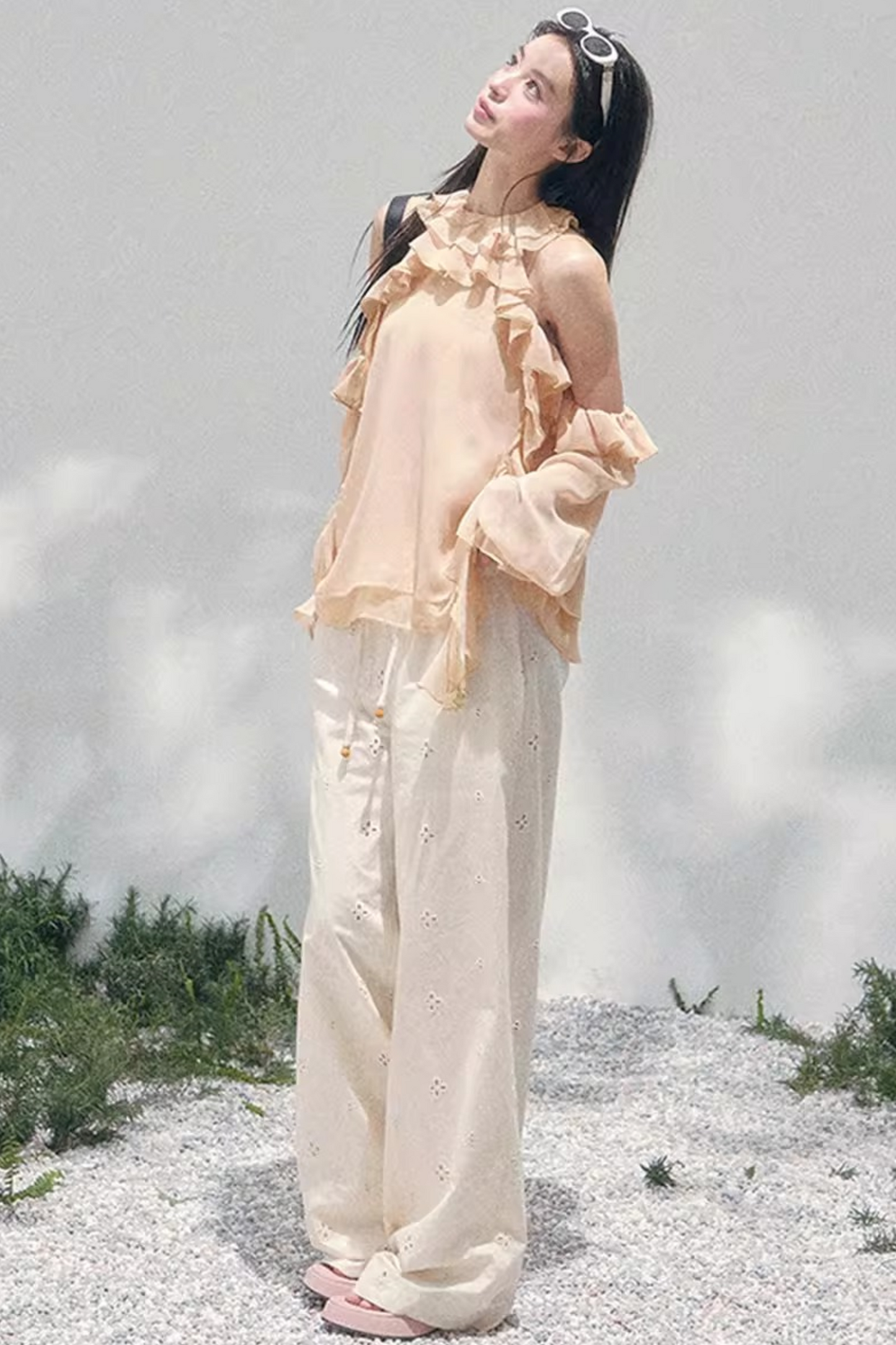 Ruffled Edge Off-Shoulder Top