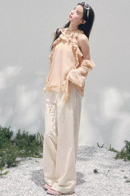 Ruffled Edge Off-Shoulder Top