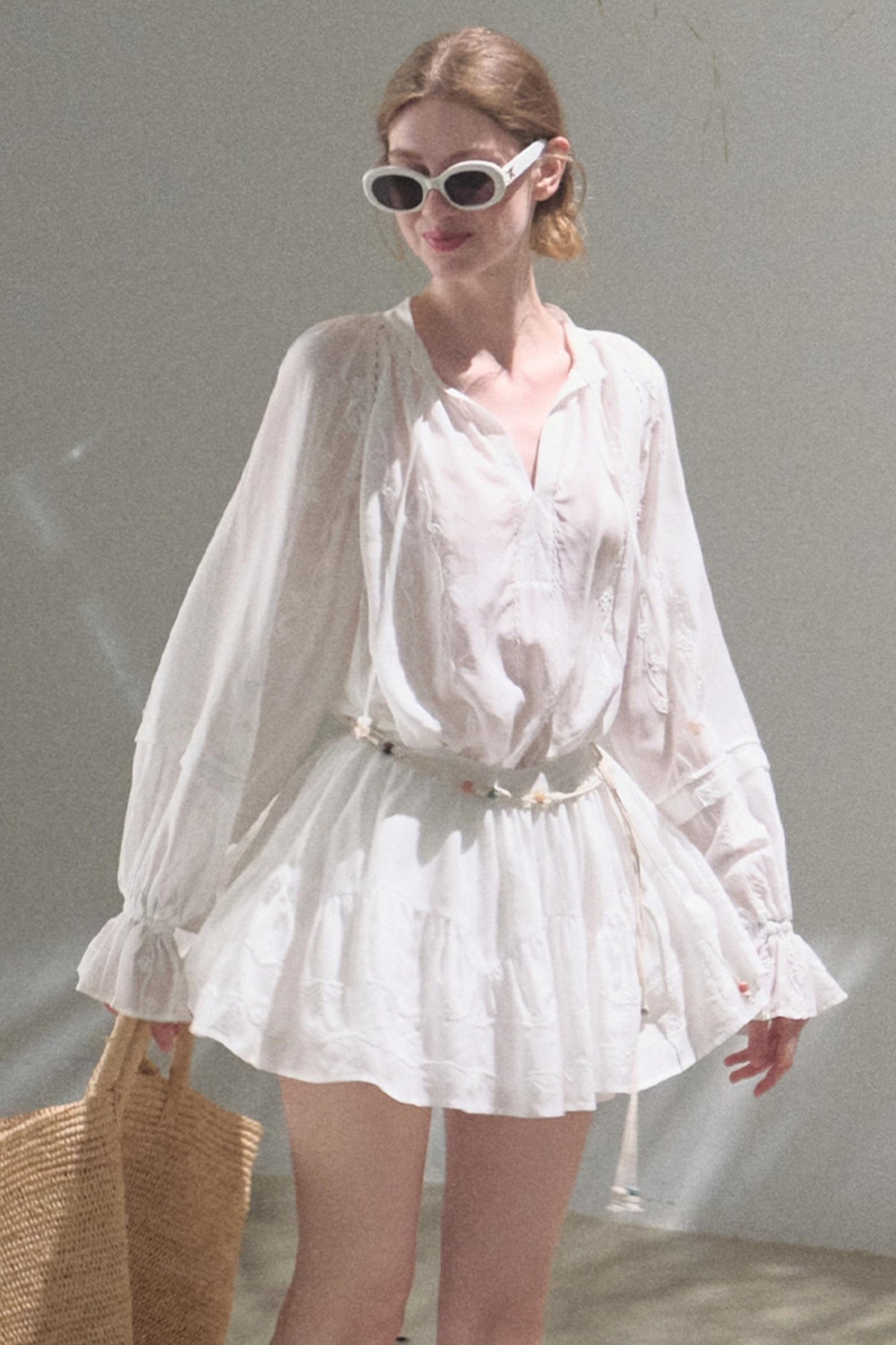 Relaxed Bubble Sleeve Skirt Set-Up