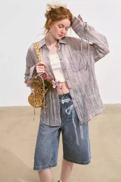 Plaid Mesh Summer Shirt Jacket