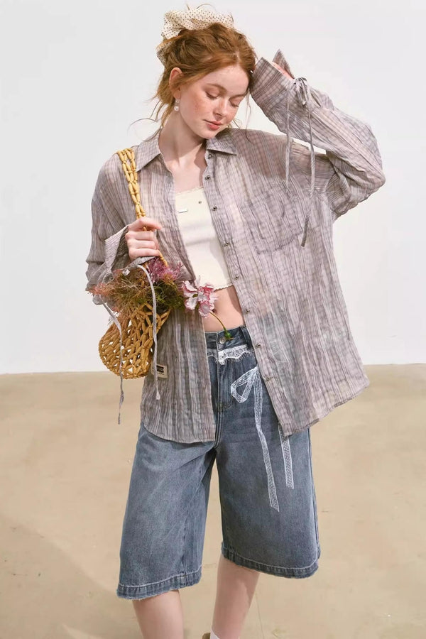 Plaid Mesh Summer Shirt Jacket