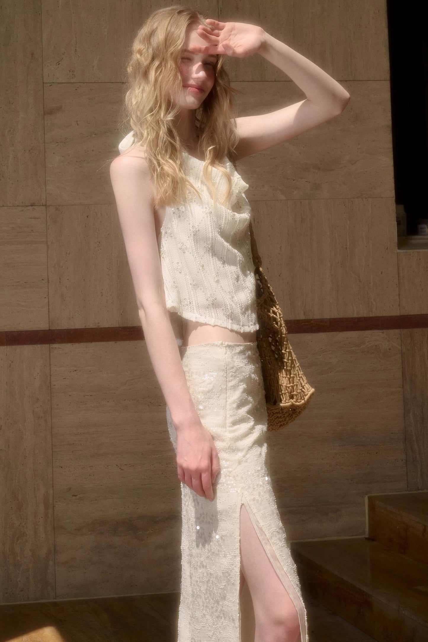 Celestial Slouchy Suit With Knit Skirt Set-Up