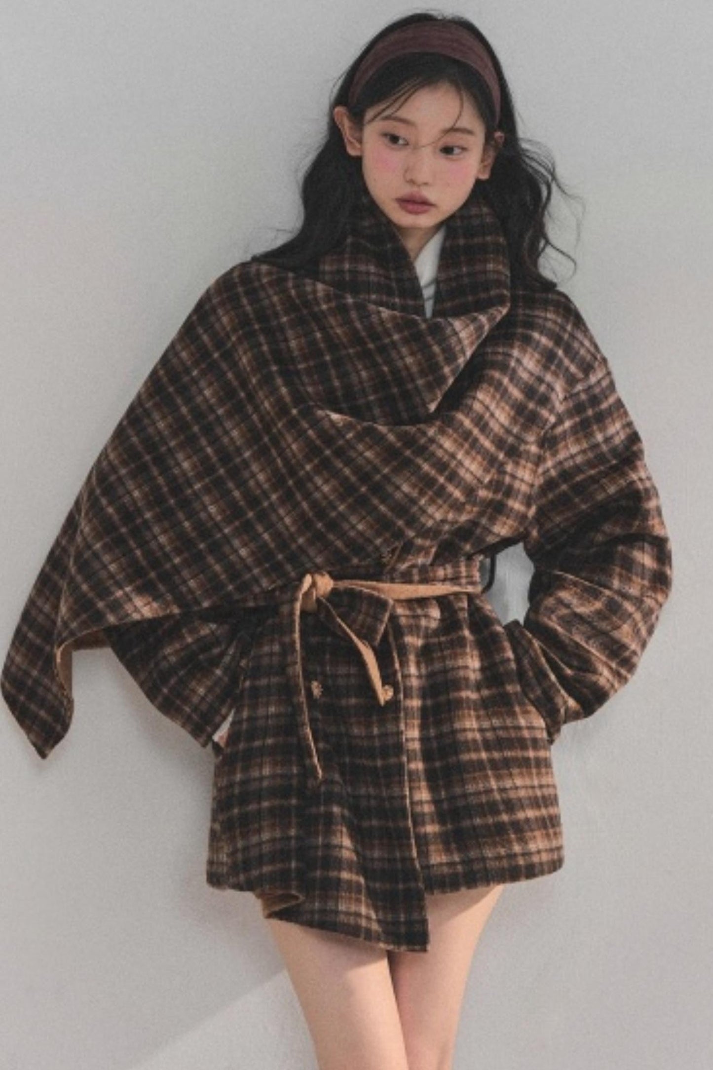 Winter Plaid Wool Coat