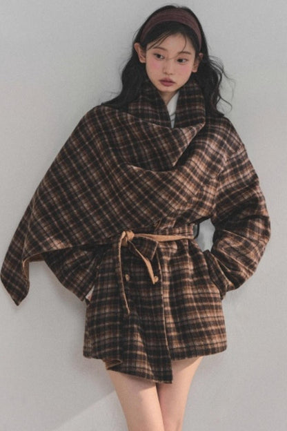Winter Plaid Wool Coat