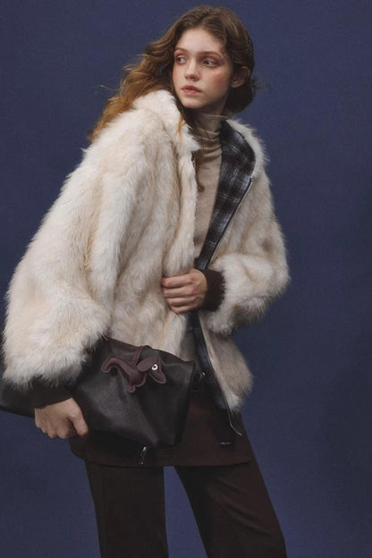 Reversible Plaid Plush Coat