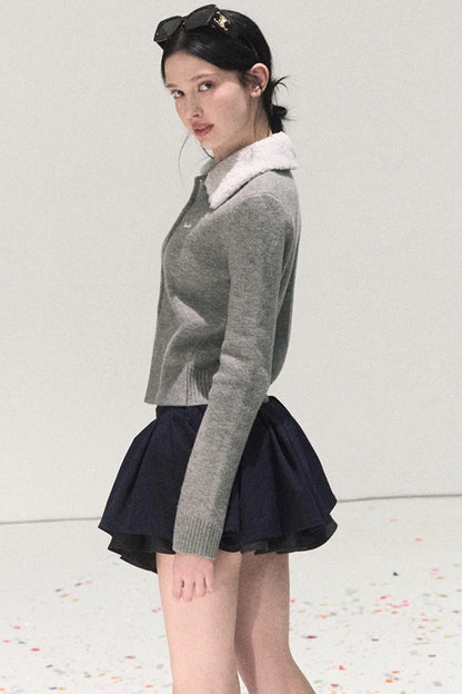 Plaid Color-Blocked A-Line Skirt