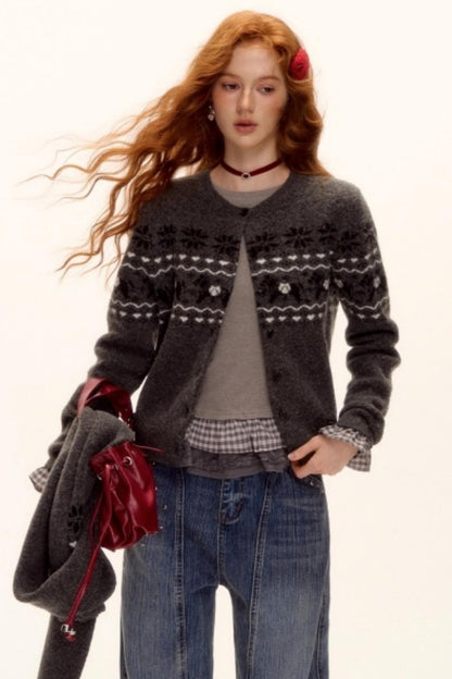 Fair Isle Wool Cardigan Set-Up