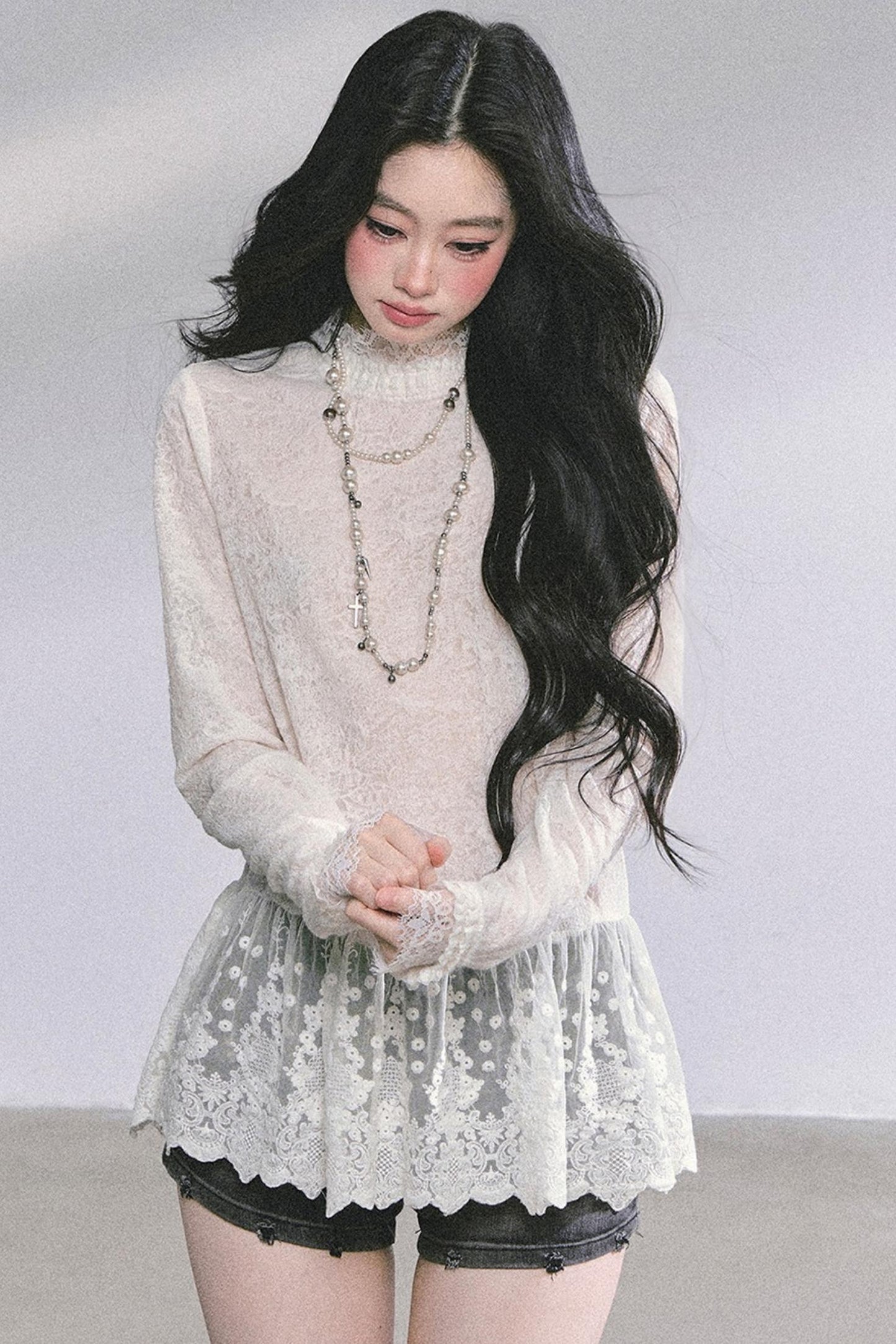 Pure Hollow Lace Top