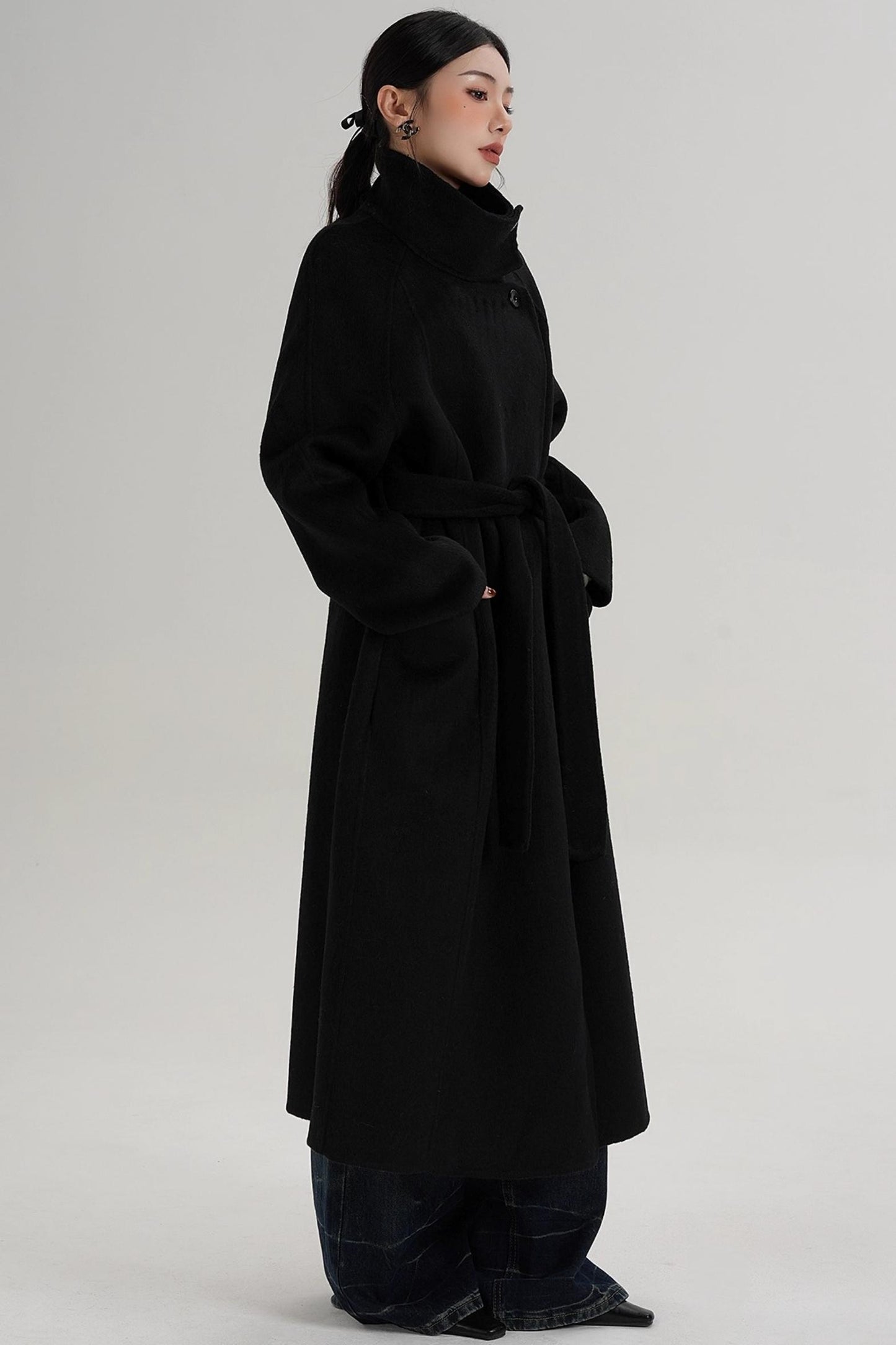 Turtleneck Long Wool Coat