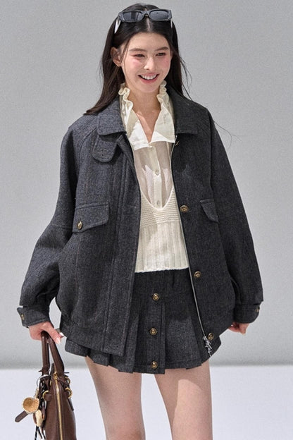 Fungus Edge Collar Drawstring Lace-up Shirt