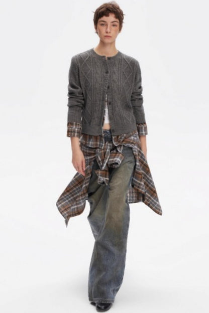 Wool Twist Cardigan Sweater Set-Up